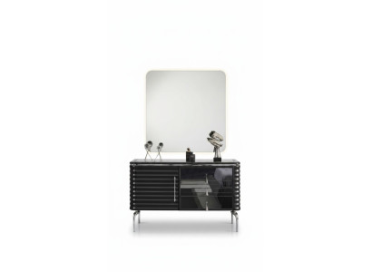 Black bedroom set designer dresser with LED mirror fixture