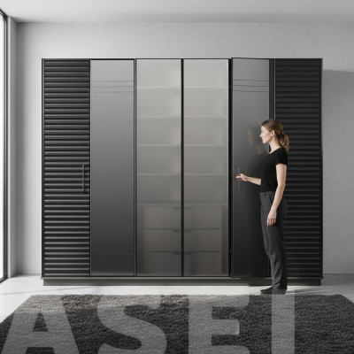 Black wardrobe luxury cabinets bedroom wardrobe wood furniture