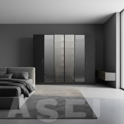Black wardrobe luxury cabinets bedroom wardrobe wood furniture