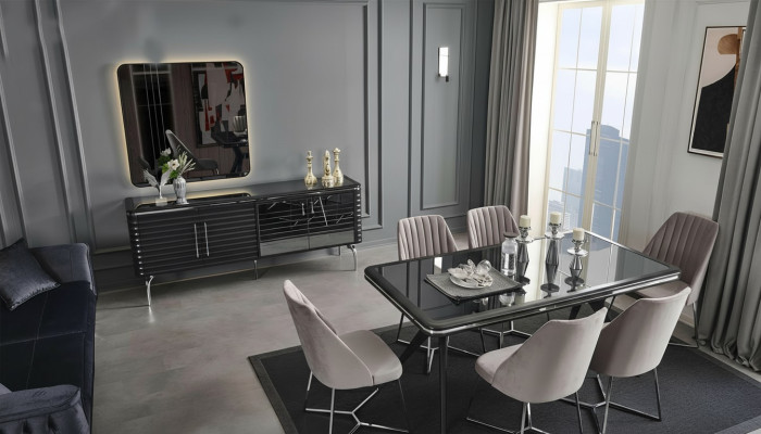 Complete dining room furniture designer sideboard luxury dining table 4x chairs