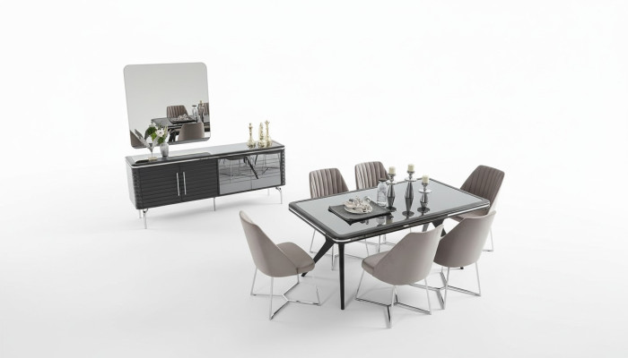 Complete dining room furniture designer sideboard luxury dining table 4x chairs