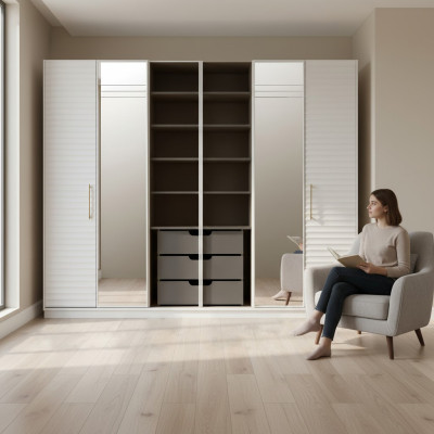 Designer wardrobe with mirror bedroom luxury furniture closet