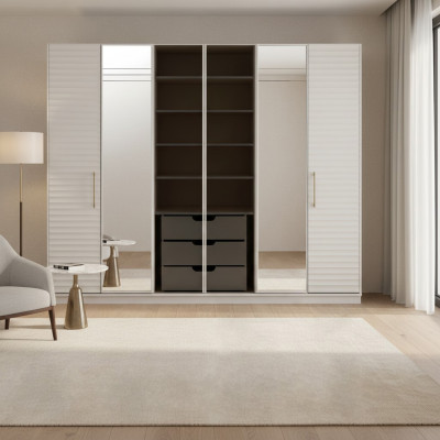 Designer wardrobe with mirror bedroom luxury furniture closet