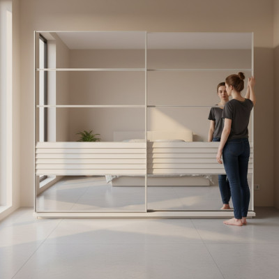 Designer gray wardrobe wooden cabinet bedroom luxury cupboards