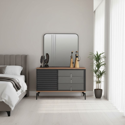 Stylish Brown Dresser Rectangular Mirror Elegant Bedroom Set