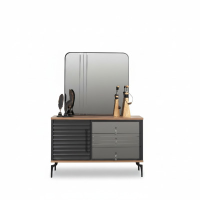 Stylish Brown Dresser Rectangular Mirror Elegant Bedroom Set