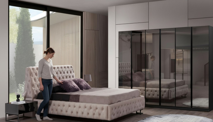 Luxurious bedroom set designer furniture luxury bed wood wardrobe
