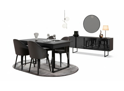 Black Noble Dining Room Wooden Furniture Designer Dining Table Sideboard Chairs