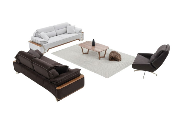 Black and white sofa set 2x three-seater luxury armchair stylish couches