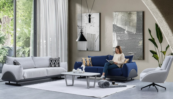 Living room sofa set designer 3-seater luxury armchair 3-piece couch set