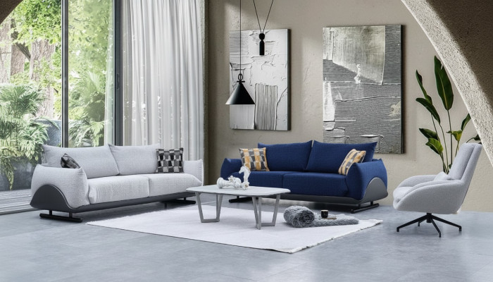 Living room sofa set designer 3-seater luxury armchair 3-piece couch set