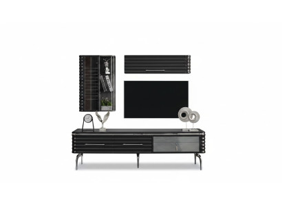 Modern living room set designer TV cabinet luxury 2x wall cabinets 3-piece