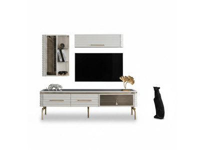 White living wall designer TV cabinet luxury 2x wall cabinets modern furniture
