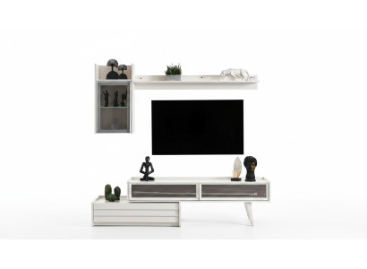 White wood living wall designer cabinet luxury shelf noble TV cabinet