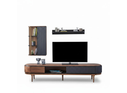 Modern living room set luxury brown TV cabinet wall cabinet shelves