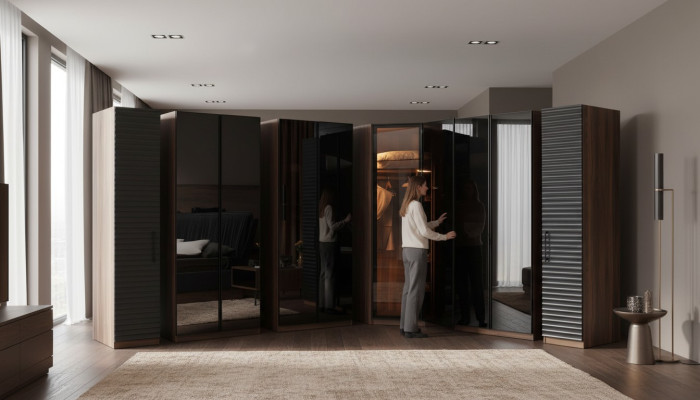 Bedroom furniture modern corner cabinet luxurious wooden wardrobe