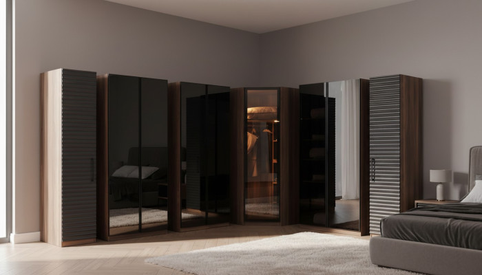 Bedroom furniture modern corner cabinet luxurious wooden wardrobe