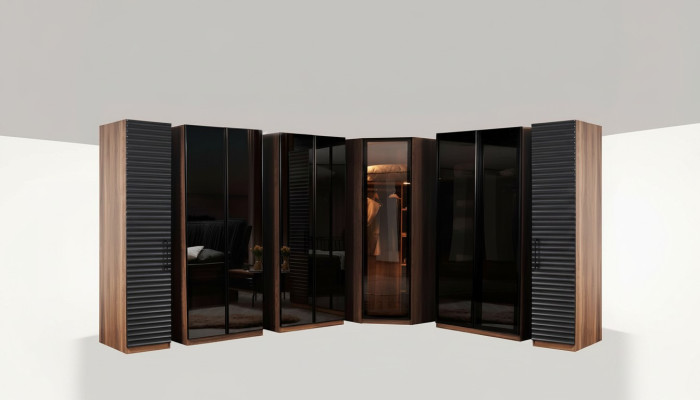 Bedroom furniture modern corner cabinet luxurious wooden wardrobe