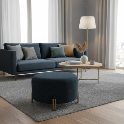 Designer dark blue stool living room footstool seating furniture elegant furniture