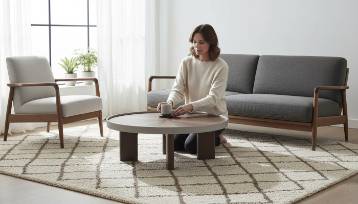 Brown living room round coffee table designer wooden table round tables new