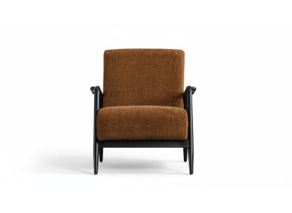Brown living room armchair, lounge single-seater fabric armchair, textile furniture, new