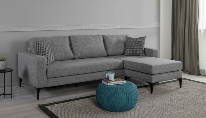 Living room set L-shape gray sofa upholstered furniture design couch corner sofa