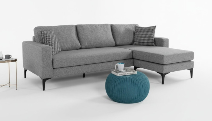 Living room set L-shape gray sofa upholstered furniture design couch corner sofa