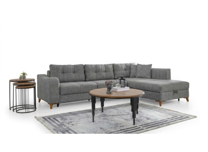 Gray L-shaped corner sofa designer living room sofas luxury couches wooden furniture