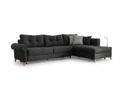 Black corner sofa modern L-shape couch living room upholstered corner couch new