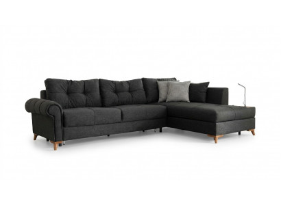Black corner sofa modern L-shape couch living room upholstered corner couch new