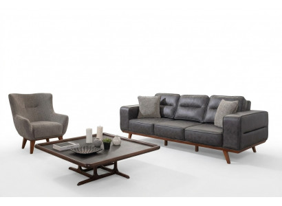 Gray living room sofa set three-seater armchair luxury upholstered seat