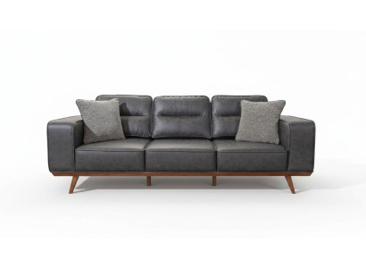 Modern grey 3-seater upholstered luxury leather sofas living room furniture
