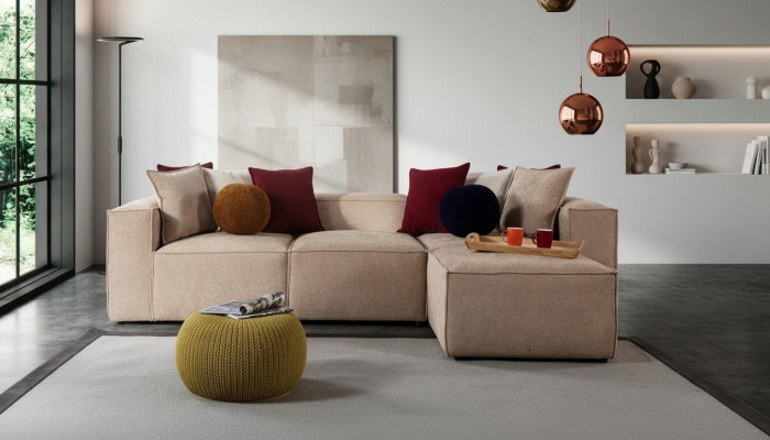 Beige living room luxury corner sofa L-shaped sofa upholstery modern couches new