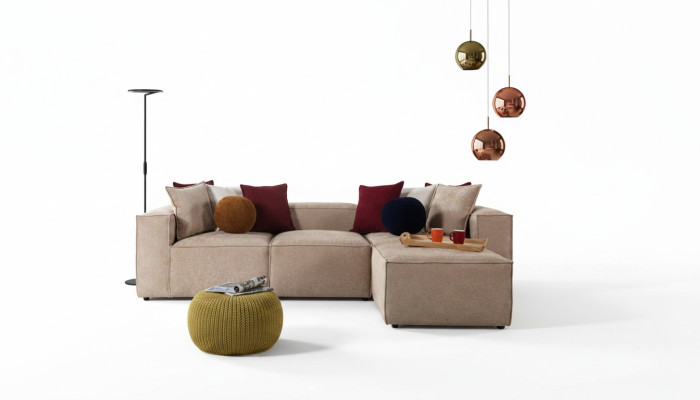 Beige living room luxury corner sofa L-shaped sofa upholstery modern couches new