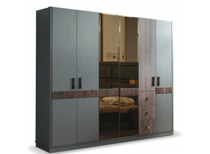 Gray large wardrobe bedroom wooden cabinets luxury furniture new