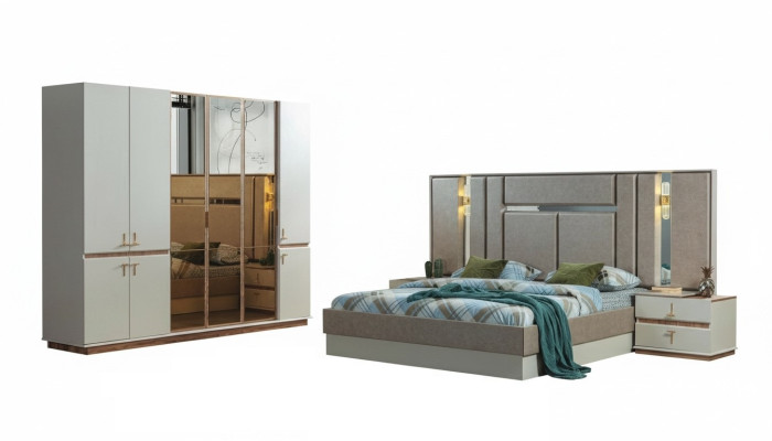 Designer wood bed wardrobe luxury nightstands bedroom set