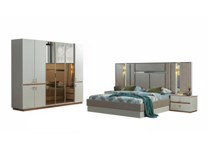Designer wood bed wardrobe luxury nightstands bedroom set