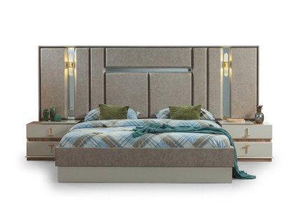 Beige bedroom furniture luxury beds designer nightstands furnishings