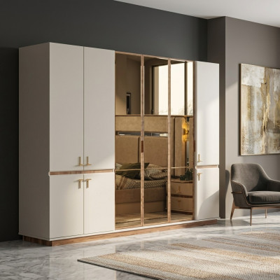 White Modern Wardrobe Bedroom Closets Luxury Wood Furniture