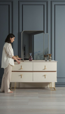 Bedroom set, dresser, elegant mirror, modern luxury furniture, new 2-piece set