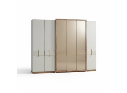 White wardrobe, designer wood cabinet, bedroom glass cabinet.