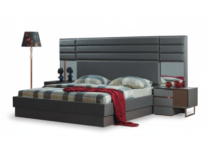 Bedroom furnishing luxury double bed designer bedside tables 3-piece set