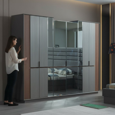 Modern glass cabinet luxury wardrobes bedroom wooden furniture new