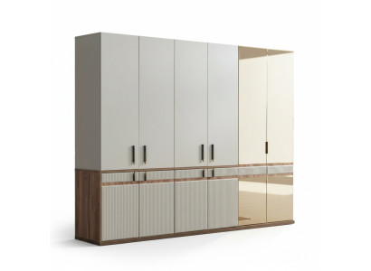 White wardrobe 10-door wooden bedroom cupboard furniture