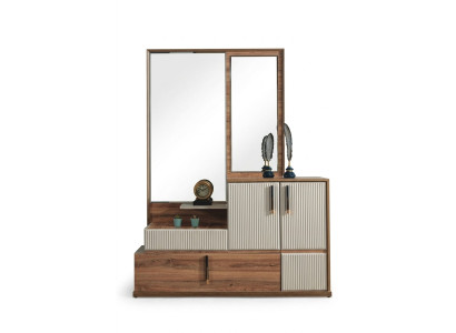 White-Brown Dresser Mirror Bedroom Wooden Furniture Designer Set