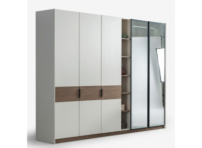 White bedroom wardrobe luxury modern closet with sliding doors