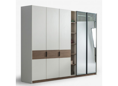 White bedroom wardrobe luxury modern closet with sliding doors