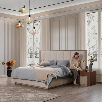 Exclusive double bed upholstered beds bedroom modern furniture
