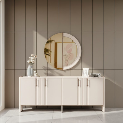Dining Room Luxurious Sideboard Stylish Glass Mirror 2-piece Set