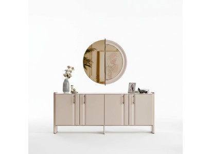 Dining Room Luxurious Sideboard Stylish Glass Mirror 2-piece Set